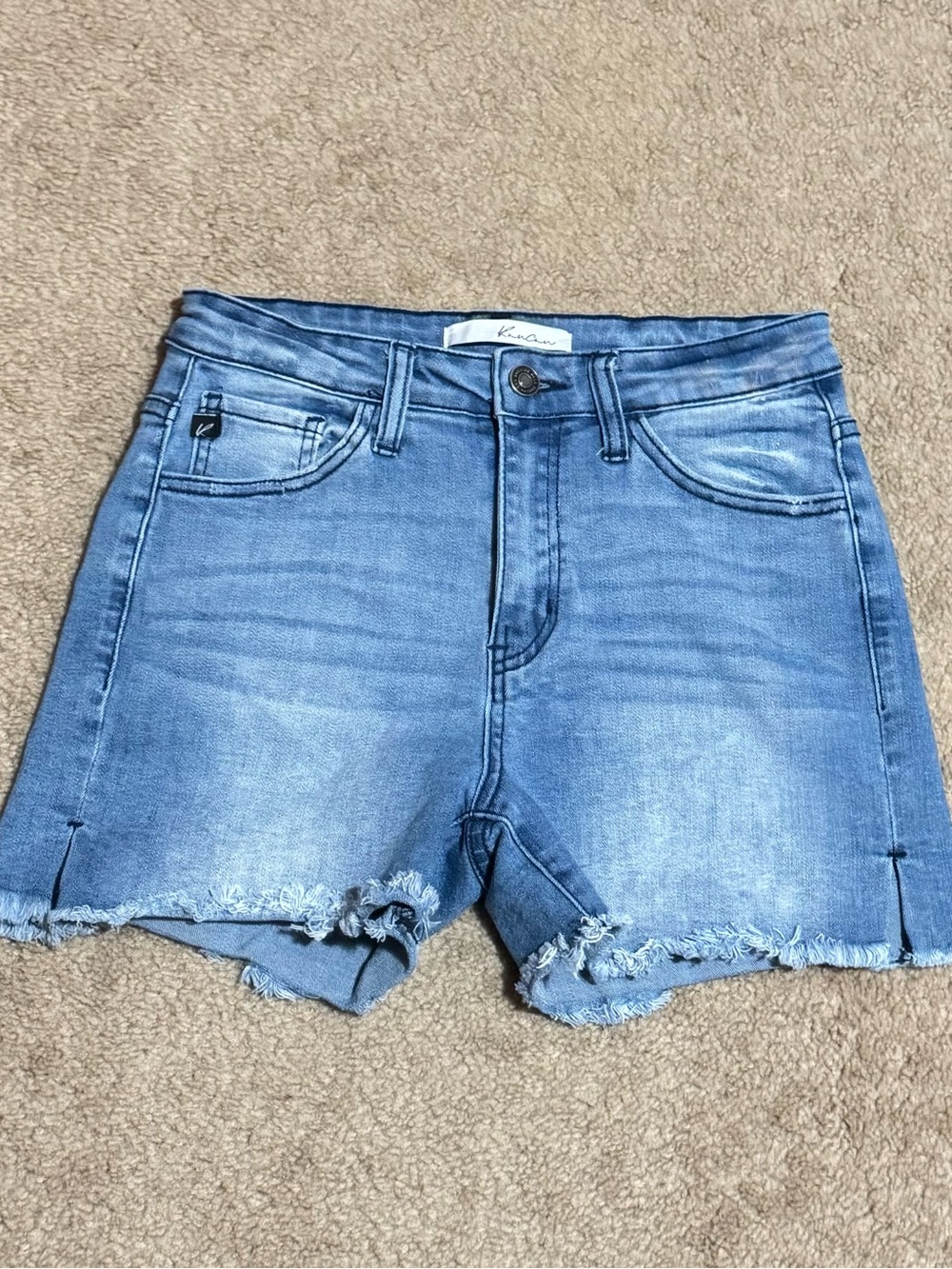 Kancan Light Blue Denim Frayed Hem Women's Shorts SIZE 7/27
